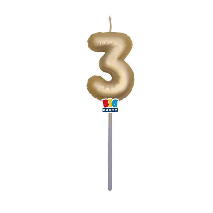 CANDELINA CERA BALLON CM.13 ORO METAL N.3 BIGPARTY
