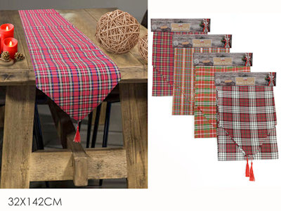 TAVOLA SOLO RUNNER NATALIZIO CM.32x142 DECORO SCOZZESE 412482 GENERAL