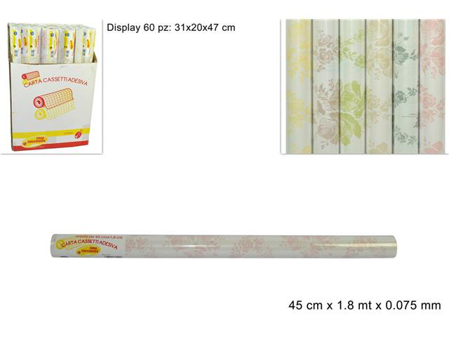 ROTOLO CARTA ADESIVA PER CASSETTI DAMASCO CM.45x MT.1.80 DUESSE