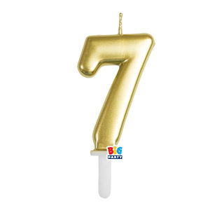 CANDELINA CERA TINY PLUMP CM.7 ORO METAL N. 7 BIGPARTY