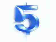 CANDELINA CERA 3D CM.10 BLU CHROME NUMERO 5