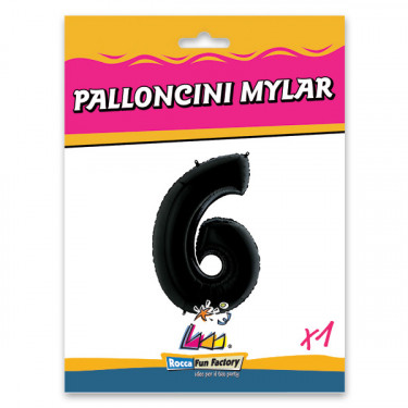 PALLONCINO MYLAR NERO NUMERO 6 CM.102 D.40