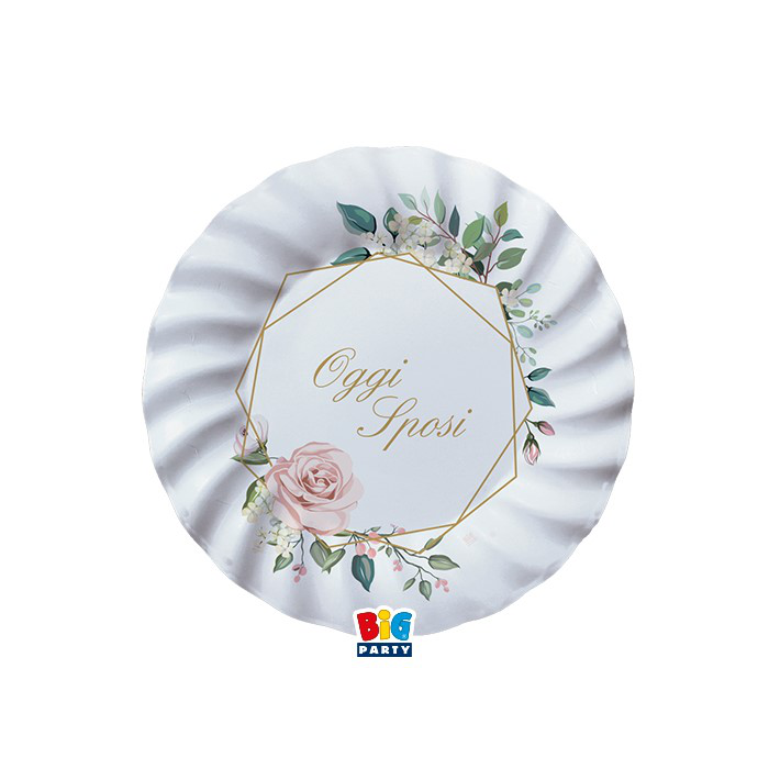 MATRIMONIO FLORAL GEOMETRIC PIATTI CM.20 CONF.8pz. BIGPARTY