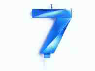CANDELINA CERA 3D CM.10 BLU CHROME NUMERO 7
