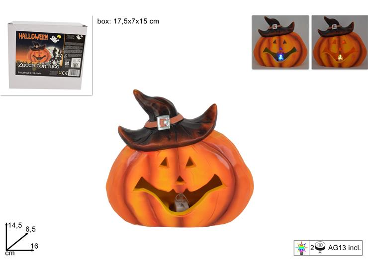 HALLOWEEN ZUCCA CON CAPPELLO CON LUCE CM.16xH.14