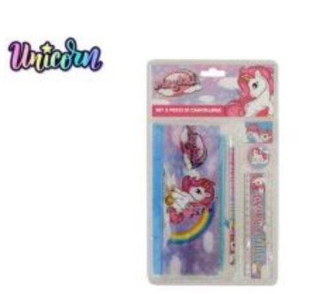 MATITa CON GOMMA RIGHELLO BORSELLO 1 ZIP  UNICORNO KIT SU BLISTER EOLD