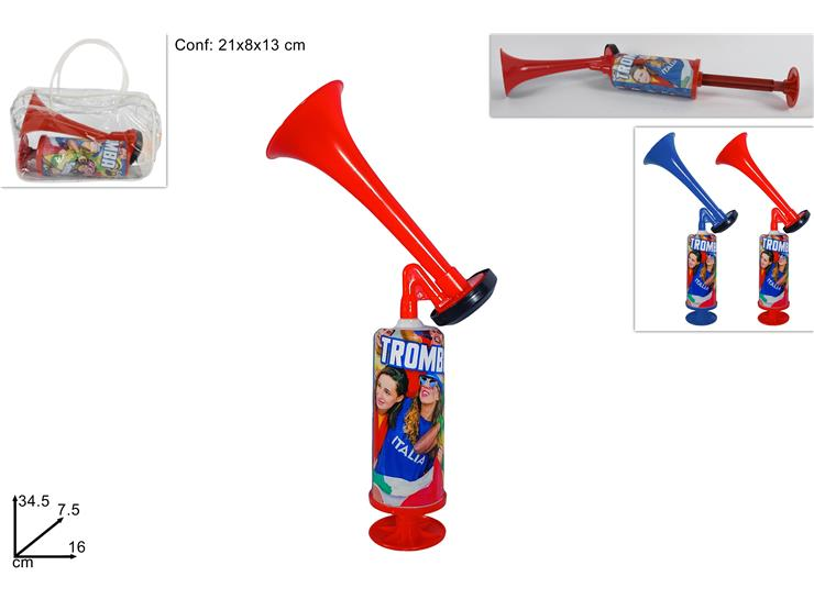 TROMBA STADIO AD ARIA MANUALE IN PLASTICA IN BORSETTA DUESSE