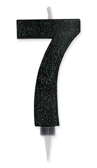 CANDELINA MAX CERA SWEETY CM.15 GLITTER NERA N. 8 BIGPARTY