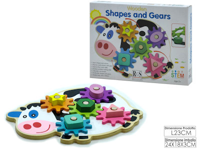 GIOCO IN LEGNO SAGOMA MUCCA CON INGRANAGGI 719928 GENERAL
