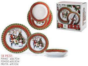 PIATTO SERVIZIO DA TAVOLA 18PZ. DECORO BABBO NATALE 524201 GENERAL
