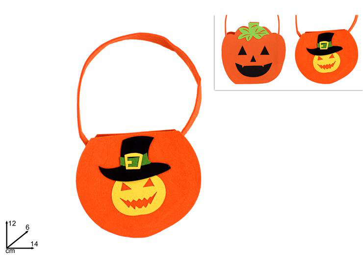 HALLOWEEN SECCHIELLO CESTINO IN FELTRO ZUCCA CM.12x6x14