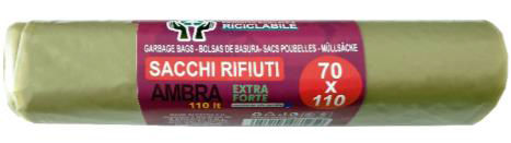SPAZZATURA sacchi N.U. 70x110 CONF. 7pz. TRASPARENTE AMBRA NEW PRIME