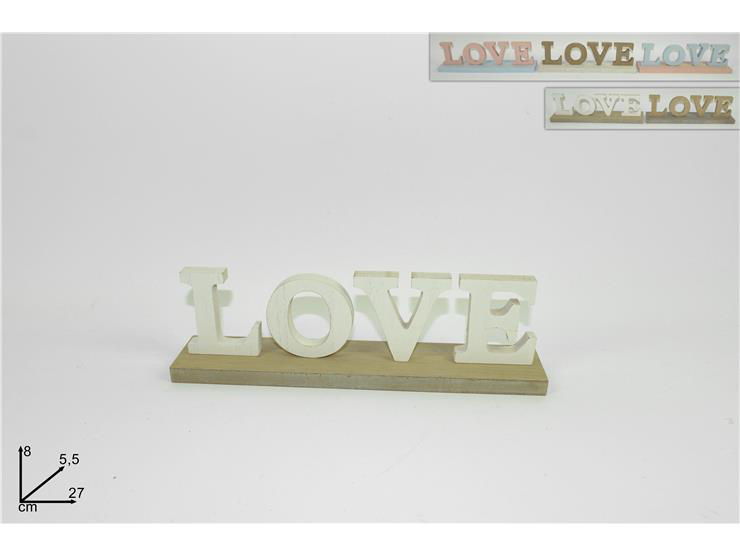 SCRITTA IN LEGNO LOVE GRANDE CM.8x27 5 COLORI