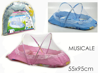 PRIMI MESI LETTINO BIMBO MUSICALE CON ZANZARIERA CM.55x95 751490 GENERAL