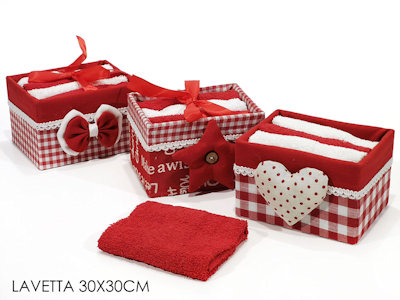 LAVETTE CM.30x30 SET 4PZ. IN SCATOLA DI STOFFA DECORO NATALIZIO 582854 GENERAL