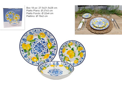 PIATTO SERVIZIO DA TAVOLA 18PZ. DECORO LIMONI DUESSE