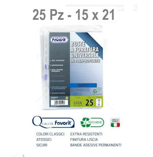 BUSTA IN PPL CON FORATURA UNIVERSALE CM.15x21 80 MICRON CONF.25PZ. NIKOFFICE