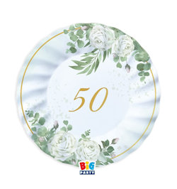 50° ANNIVERSARIO PIATTI  CM.20 CONF. 6Z. EUCALIPTO BIGPARTY