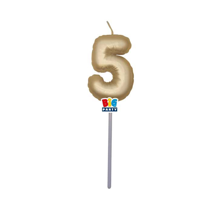 CANDELINA CERA BALLON CM.13 ORO METAL N.5 BIGPARTY