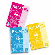 RICAMBI A5 COLORATI RIGATURA 5 MM GR.80 CONF.40FF. ROSA