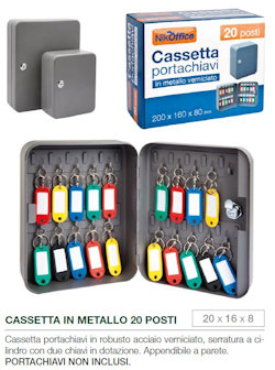 PORTACHIAVI SOLO CASSETTA IN METALLO 20 POSTI CM.20x16x80 NIKOFFICE