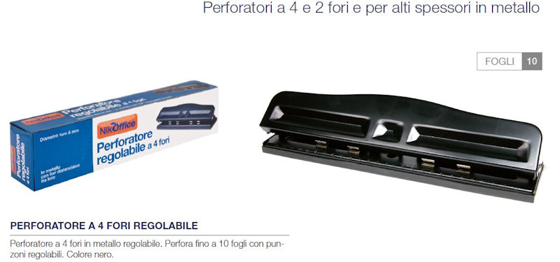 PERFORATORE A 2 O 4 FORI REGOLABILE FINO A 10FF NIKOFFICE
