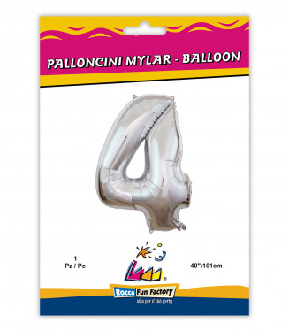PALLONCINO MYLAR ARGENTO NUMERO 4 CM.102 D.40
