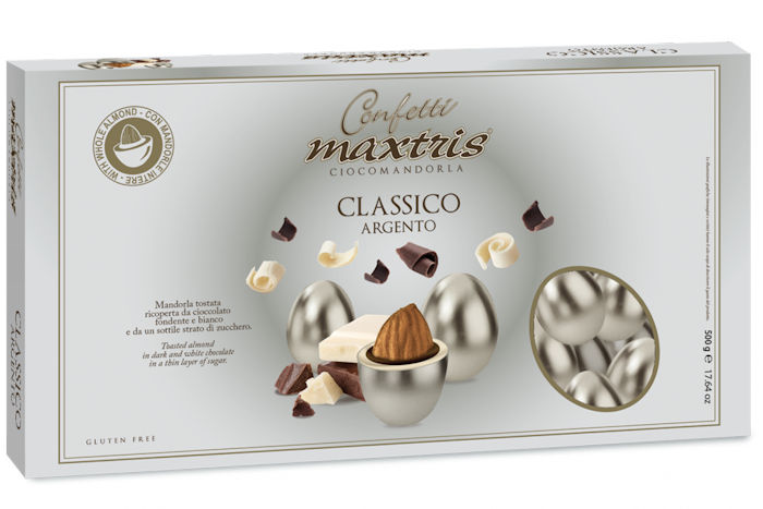 CONFETTI MAXTRIS CIOCOMANDORLA CLASSICO 500G. LUXURY ARGENTO MANDORLA RICOPERTA