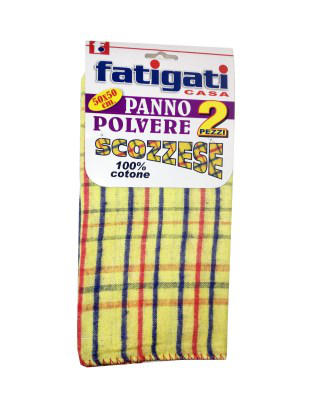 PANNO CATTURAPOLVERE CM.50x50 SCOZZESE IN COTONE CONF.2PZ. 33616 FATIGATI