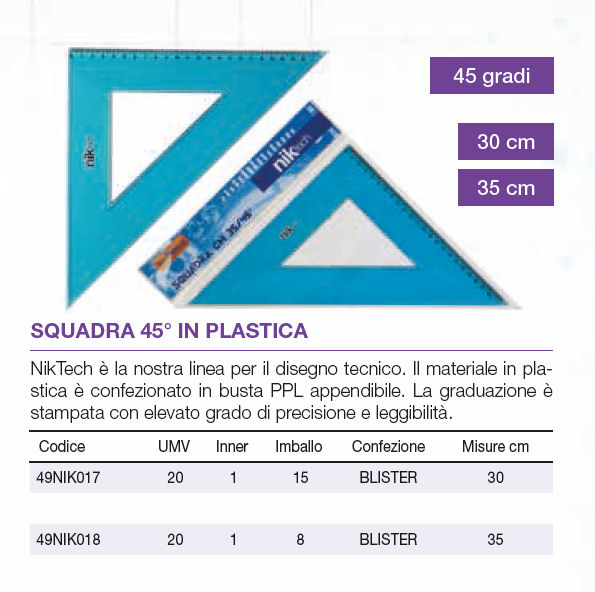 SQUADRA IN PLASTICA CM.30x45° NIKOFFICE