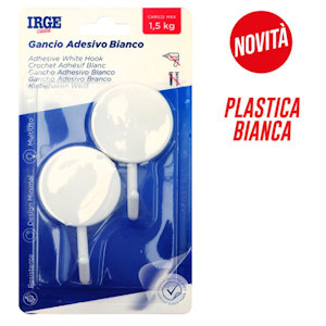 GANCIO APPENDINO CON VENTOSA 1 POSTO BIANCO TONDO CONF. 2PZ. IRGE