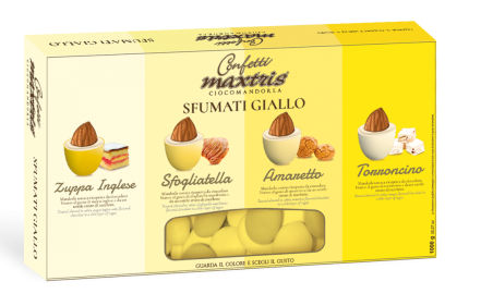 CONFETTI MAXTRIS CIOCOMANDORLA SFUMATI 1KG. GIALLO 2 TONALITA' MANDORLA RICOPERT