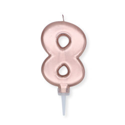 CANDELINA CERA PLUMP CM.10 ROSE GOLD METAL N. 8 BIGPARTY