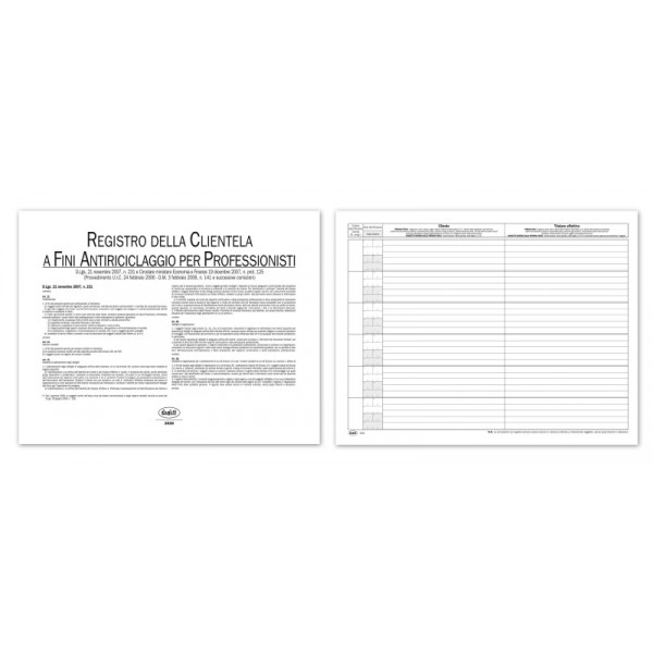 REGISTRO ANTIRICICLAGGIO CM.21x29 DATA UFFICIO