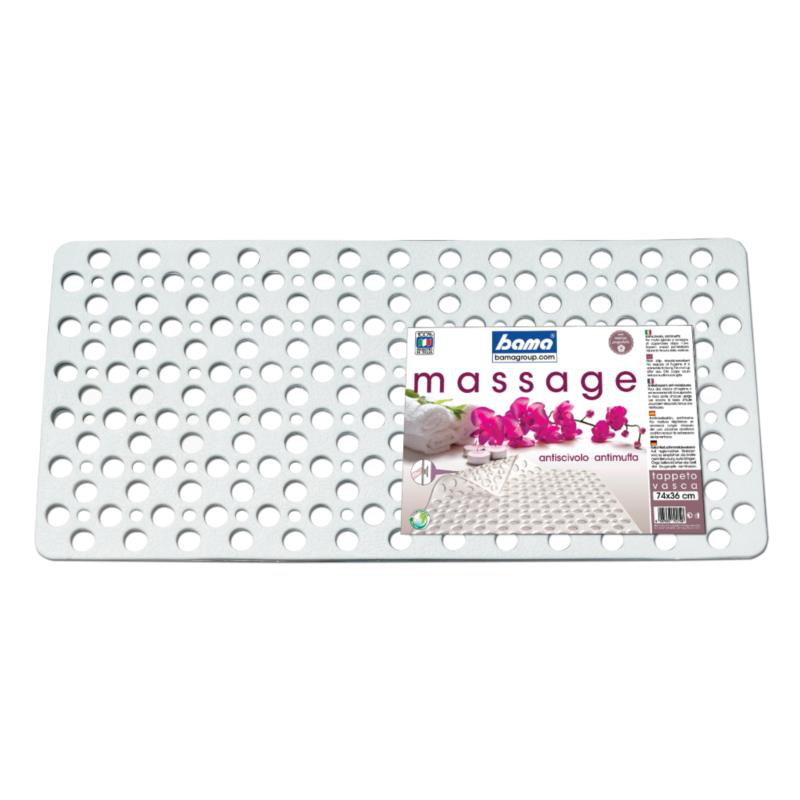 TAPPETO VASCA CM.36x74 BIANCO ANTISCIVOLO BAMA