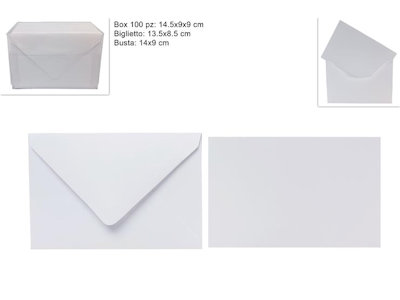 BIGLIETTI BIANCHI CON BUSTE CM.9x14 CONF.100PZ. DUESSE