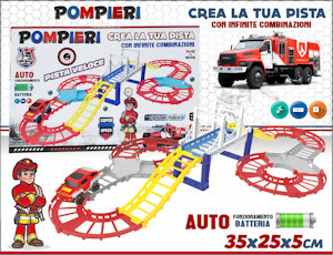 PISTA MONTAGNE RUSSE POMPIERI CON AUTO A BATTERIA PLAYMORE