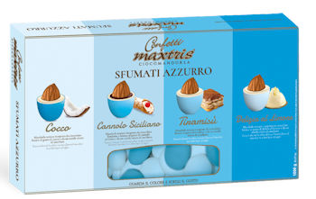 CONFETTI MAXTRIS CIOCOMANDORLA SFUMATI 1KG. CELESTI 2 TONALITA' MANDORLA RICOPER