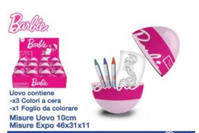KIT DISEGNO IN OVETTO SORPRESA CM.10 PERSONAGGIO BARBIE EOLD.