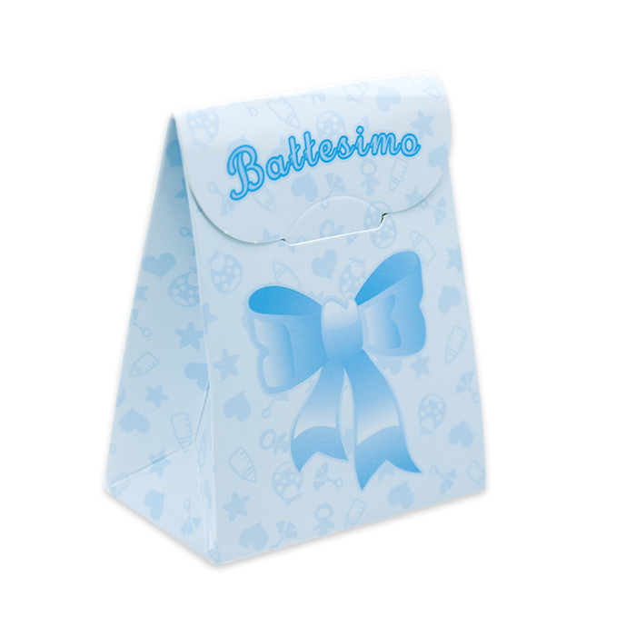 BATTESIMO CELESTE DECORO FIOCCO SCATOLINE PORTA CONFETTI CM.6 CONF.25PZ. BIGPART