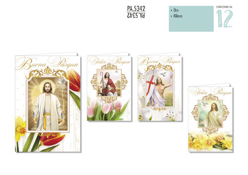 AUGURI BIGLIETTI BUONA PASQUA RELIGIOSO PA.5342 pezzi 12