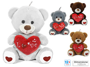 PELUCHE ORSO SEDUTO CON CUORE CON SCRITTA LOVE CM.20 721503 GENERAL