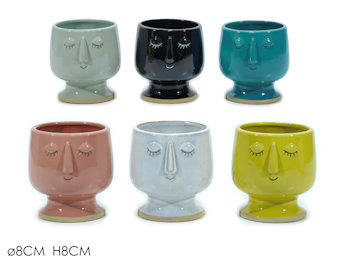 CACHEPOT IN CERAMICA COLOR DECO VISO CM.H.8xD.8 477700 GENERAL