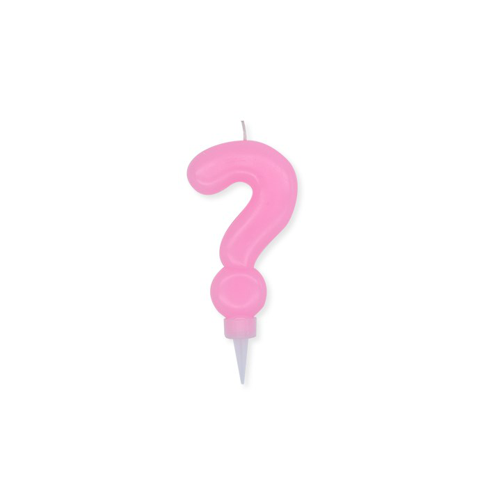 CANDELINA CERA PLUMP CM.10 N. PUNTO INTERROGATIVO ROSA BIGPARTY