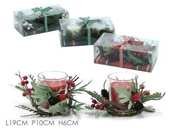 CANDELA PROFUMATA N BICCHIERE DI VETRO CM.H.6 CON DECORO CONF.2PZ. 619460 GENERA