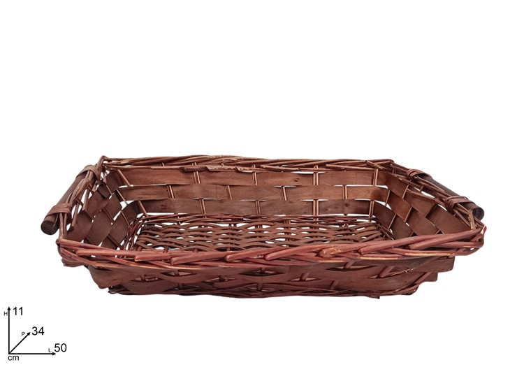 CESTO IN VIMINI RETTANGOLARE CM.34x54xH.12 MARRONE SCURO DUESSE