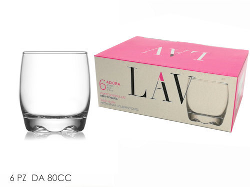 BICCHIERE ACQUA 80ML. VETRO LISCIO SET.6PZ. SERIE LAV ADORA 680557 GENERAL