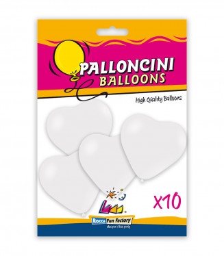 PALLONCINI 17 POLLICI CM.43 CONF.10PZ. FORMA CUORE BIANCO TONALITA' PASTELLO