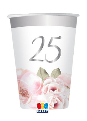 25° ANNIVERSARIO BICCHIERI CC.200 CONF.8 PZ. FLORAL BIGPARTY