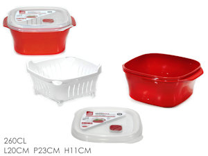CONTENITORE IN PLASTICA ERMETICO QUADRATO VAPORIERA x MICROONDE 615803 GENERAL